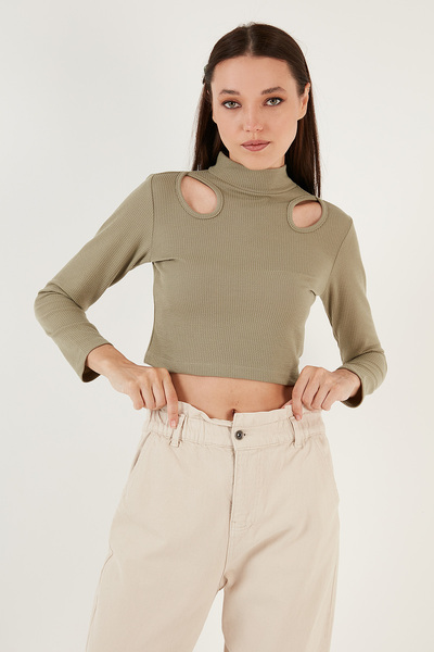 Lela Bluză decupată cu guler înalt, flexibilă, slim fit 5865348