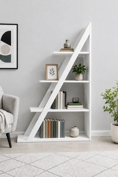 ARNETTİ Arven 4 Raflı Kitaplık Beyaz | Modern Tasarım Raf Ünitesi ve Dekorati...