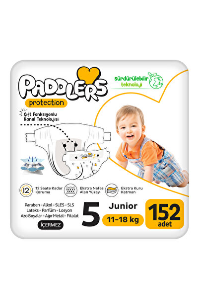 Paddlers Protection Bebek Bezi 5 Numara Junior (11-18 Kg) 152 Adet – Ekstra J...