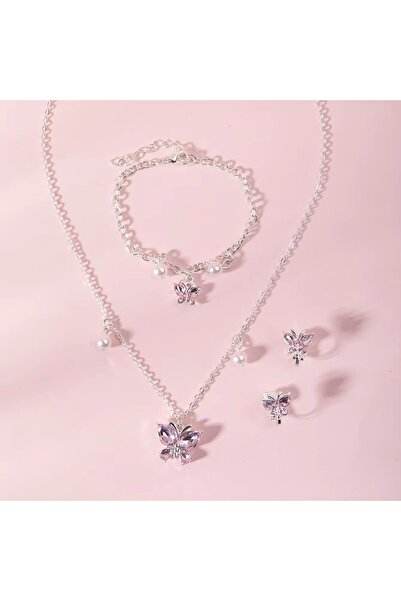 Choice ETTZ-019 3Pcs Children Girls Princess Accessories Pink Butterfly Cryst...