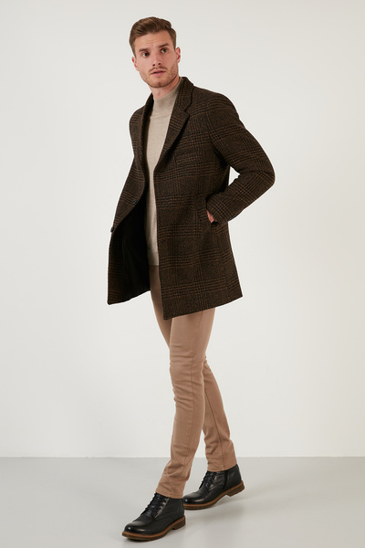Buratti Slim Fit Single Slit Buttoned Mono Collar Cashmere Coat Men's Coat 58...