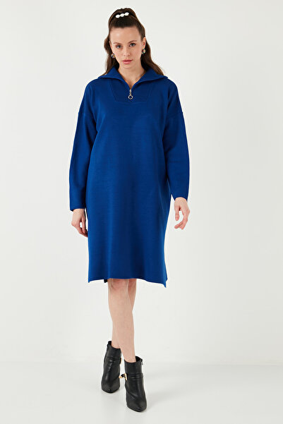 Lela Half-Zip Slit Knitwear Dress Dress 4615213