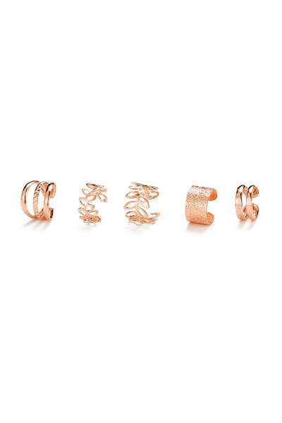Choice rose gold 5pcs/set Retro Multi-element Leaf Geometric Ear Cuff Non-Pie...