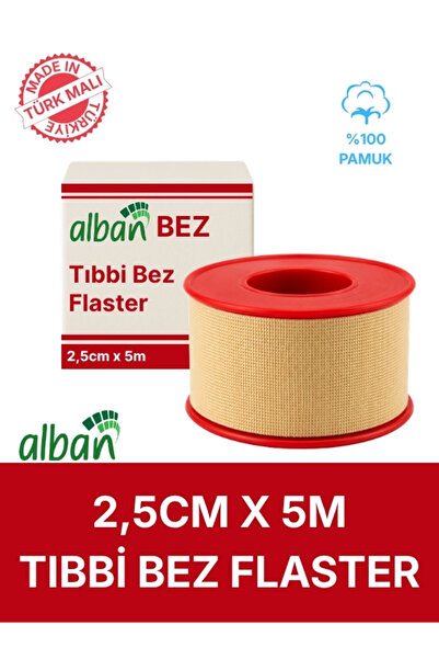 Alban Tıbbi Bez Flaster 2,5 cm x 5 m Pamuklu Medikal Sabitleme Bandı Tekli Rulo