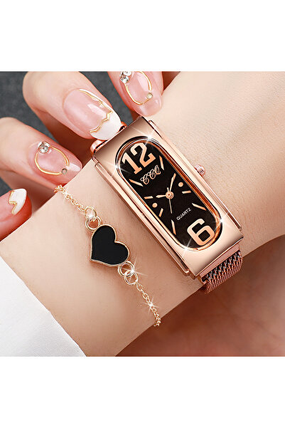Choice 2PCS Set 2PCS/Set Fashion Rectangle Women's Quartz Watch Magnet Buckle...