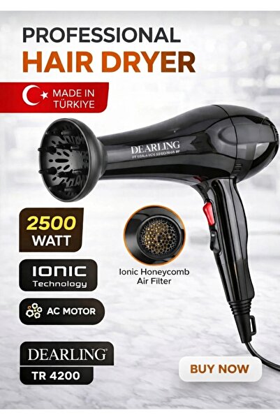 Dearling 2500W Profesyonel Kuaför Tipi Fön Makinesi | AC Motor | 2 Başlıklı +...