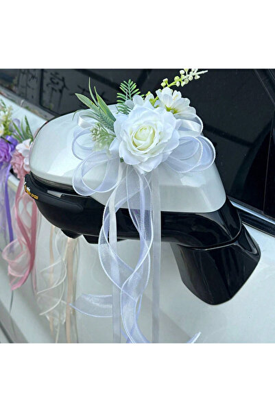 Choice9 WHITE 1Pc Screaming Rose Decoration for Rearview Mirror, Wedding Car,...