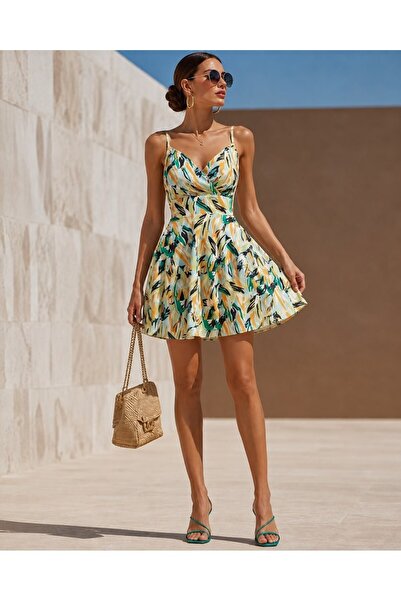 Modafeminen Desen1 Rochie mini cu bretele din șnur cu model 581746