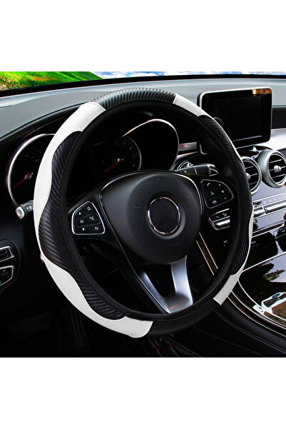 Choice White PU Carbon Fiber Leather Car Steering Wheel Cover without Inner R...