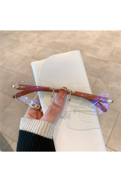 Choice Transparent KAMMPT Rimless sunglasses For Men Women Wooden Pattern Lux...