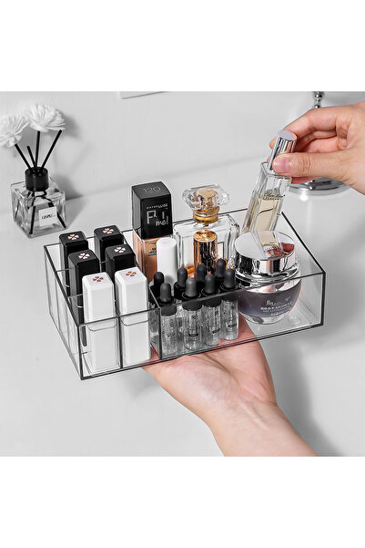Choice 1pc Clear Makeup Organizer with Dividers Deepened Lipstick Organizer f...