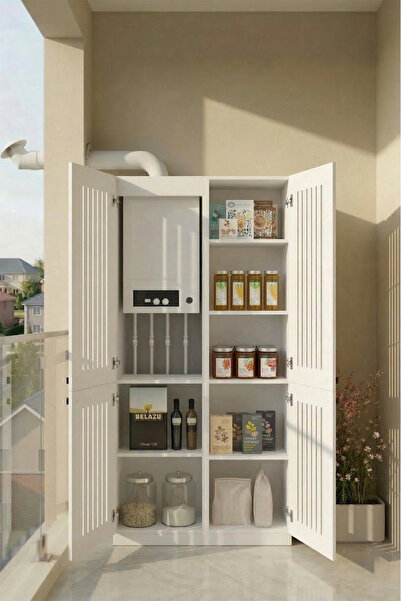 Avmpark West Kombi Dolabı MDF Kapak Erzak Dolabı Raflı Çok Amaçlı Dolap Kiler...