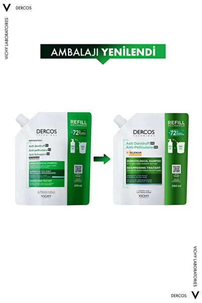 Vichy Dercos Kepek Karşıtı Normal ve Yağlı Saçlar İçin Kepeğe Karşı Etkili Bakım Şampuanı Refill 390 ml