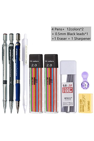 Choice1 Color Pencil set E Mechanical Pencil Set 2.0 mm with 2B Black/Colors ...