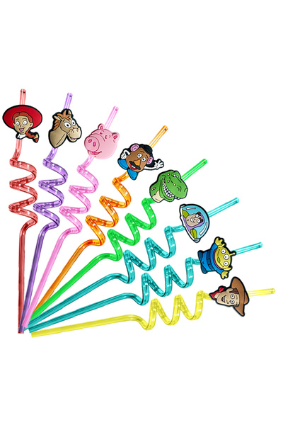 Choice 8pcs straws 8pcs/set Cartoon Toy Story Straws Reusable Drinking Straws...