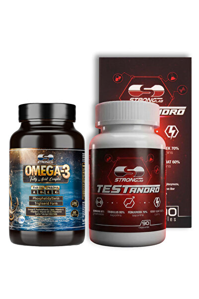 Strong Lab Testandro & Omega Fatty Acid Complex, Epa Dha, A,d3,e,k2, Balık Ya...