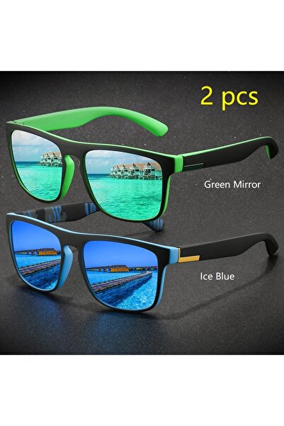 Choice3 IceBlue-GreenMirror 2 Pieces Fashion Vintage Square Sports Sunglasses...