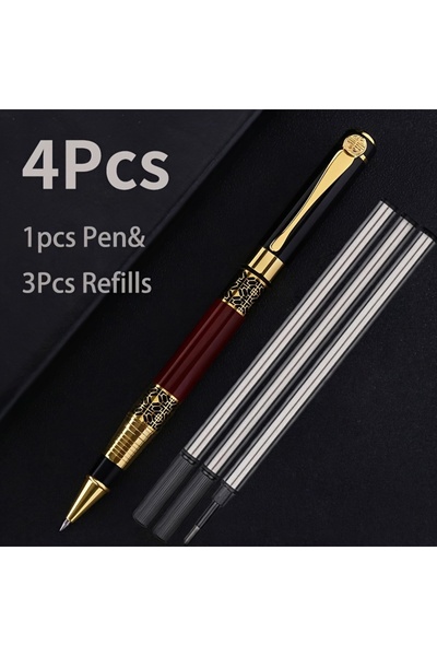 Choice 4pcs Red Wood Pen black 4pcs/set High Quality Luxury Ballpoint Pen Met...