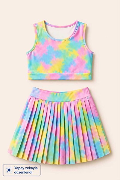My Kids Wear Kız Cocuk Sort Eteklı Mayo Takımı 4 -16 Yas 12867