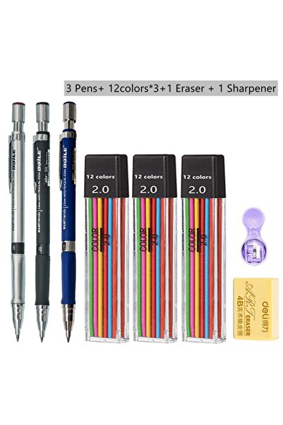 Choice1 Color Pencil set C Mechanical Pencil Set 2.0 mm with 2B Black/Colors ...