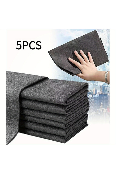 Choice 5pcs grey 5 Thickened Magic Cleaning Cloth，Microfiber Traceless Cleani...