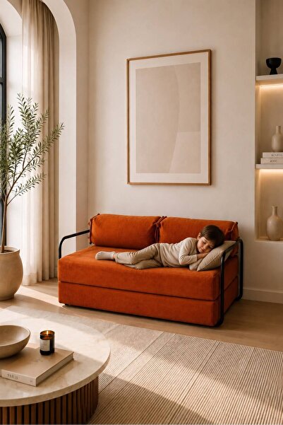 Huga Mobilya Sofa 70x140 Kanepe Çocuk Yatağı Fitilli Kadife Yıkanır - Silinir