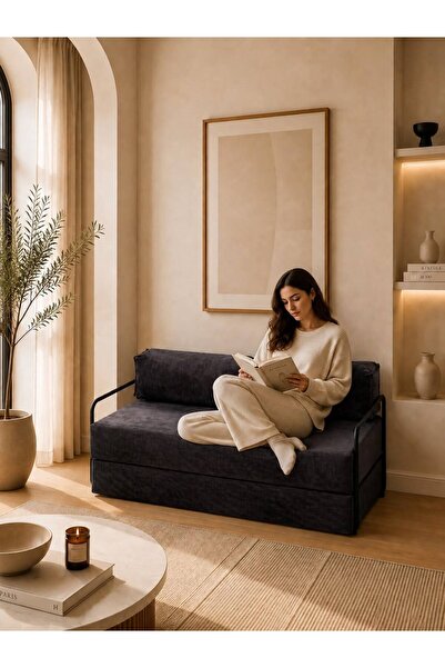 Huga Mobilya Sofa 70x140 Kanepe Çocuk Yatağı Fitilli Kadife Yıkanır - Silinir