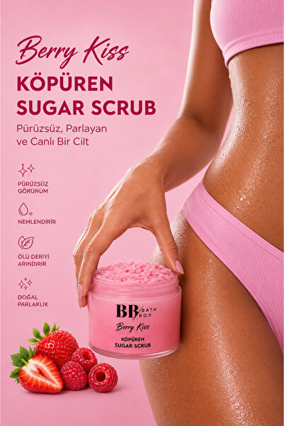bb bath box Berry Kiss Köpüren Şeker Scrub,Selülit Görünümünü Azaltan Doğal P...