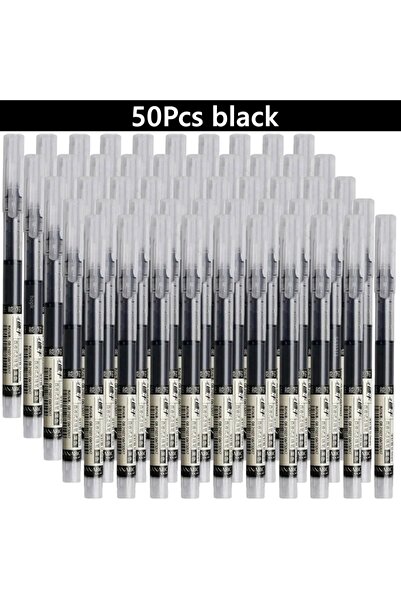 Choice13 50pcs black 3-100 Pcs Straight Liquid Ball Pen Signature Gel Pen 0.5...