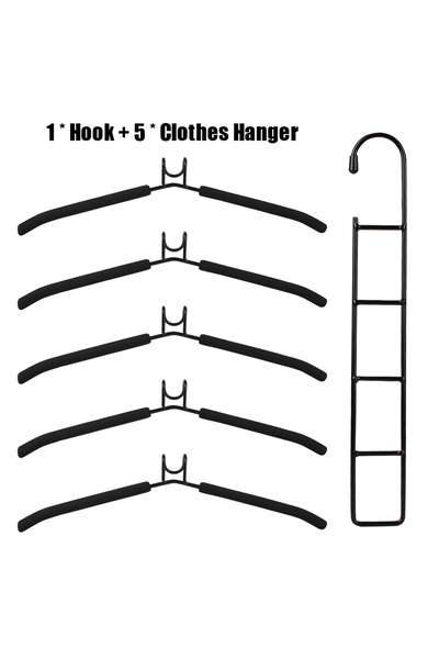 Choice black 5 Layer Mounted Hanger Household One-Piece Clothes Hanger Detach...