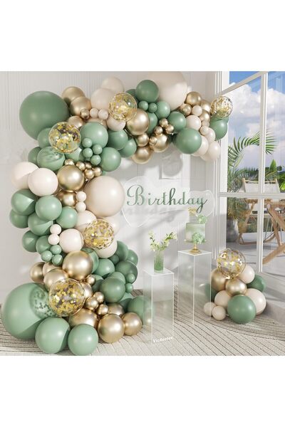 Choice Arch kit Sage Green & Gold Balloon Arch Kit with White Balloons - Wedd...