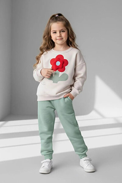 Minigimin Cicileri My Little One's Textured Daisy Patterned Girl's Winter Set...