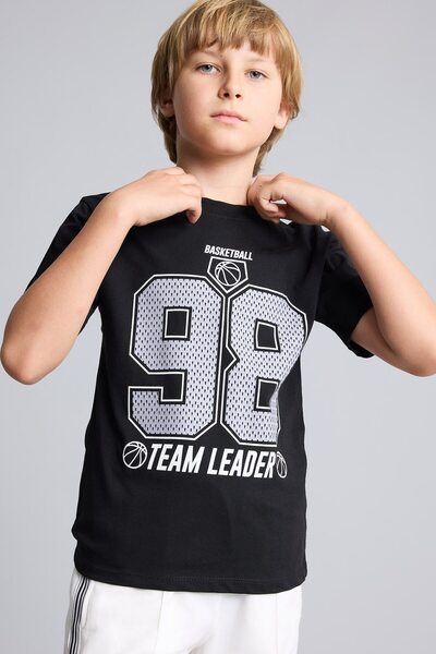 DeFacto Overshirt Fit Crew Neck Printed Short Sleeve T-Shirt Boys I6732A826Hs