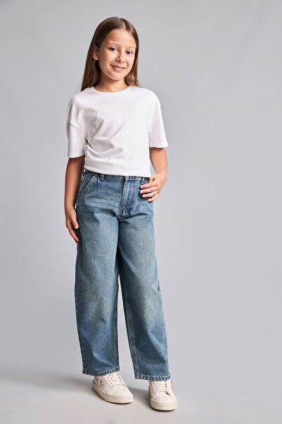 DeFacto 100% Cotton Baggy Fit Jean Trousers for Girls H6244A826Au