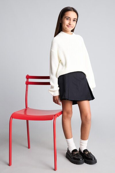 DeFacto Girls' Basic Straight Gabardine Shorts Skirt E0643A825Sm
