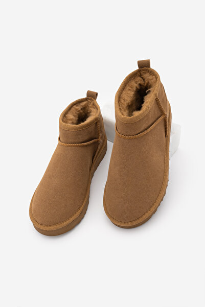 Marjin Women's Fur Lined Daily Boots Pasep Tan Suede