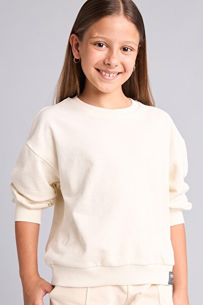 DeFacto Relax Fit Crew Neck Ecru Sweatshirt for Girls E6842A826Sp
