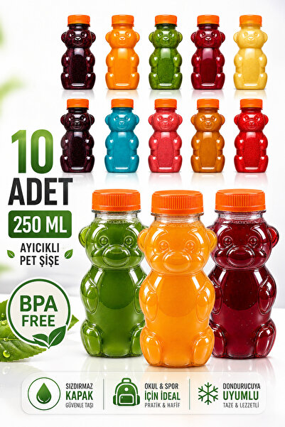 M&B WATER BOTTLE 10-Pack Teddy Bear Bottle – Fun Kids Juice Bottle for School...