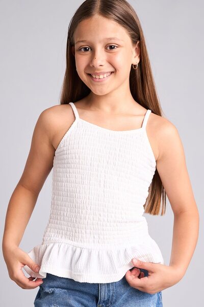 DeFacto Crew Neck Wrinkled Textured Undershirt for Girls H7259A826Hs
