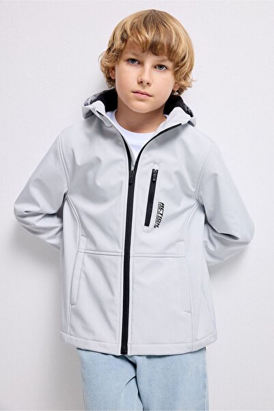 DeFacto Windproof Hooded Zipper Pocket Fleece Lined Raincoat Boys G9571A826Au