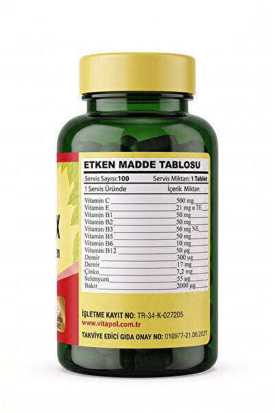 Vitapol B Kompleks 100 Tablet Vitamin B Complex