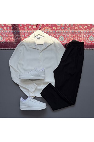 KONSEPT35 Set top tip cămașă și pantaloni pentru bărbați, material otoman