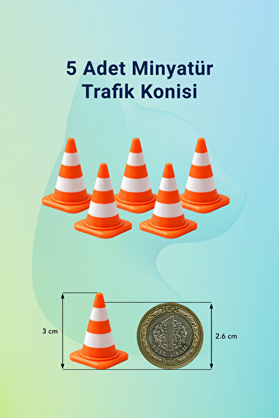 aysluka Minyatür Trafik Konisi 3cm - 5 Adet, Diorama ve Maketler için, Turunc...