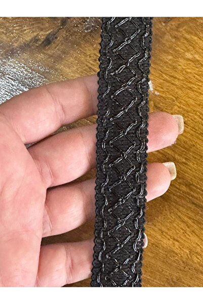 Gönülden Tasarım 2 cm Black Embroidered Ribbon Sewing Garment Accessory 1 Meter