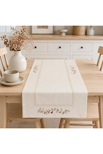 ÖDEL HOME Buldan Kumaşı Zarif Işlemeli 50x130 Cm Runner
