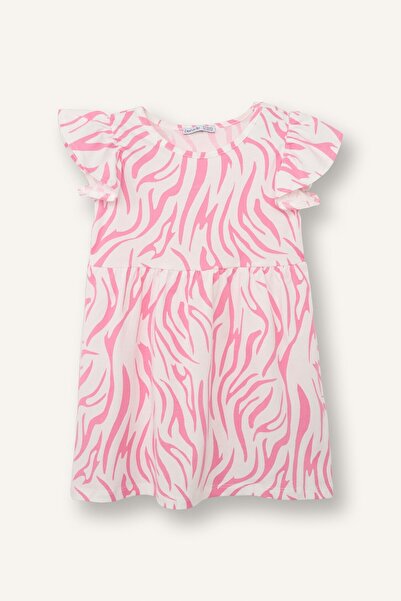 DeFacto 100% Cotton Patterned Ruffle Short Sleeve Dress Baby Girl H2176A526Sm