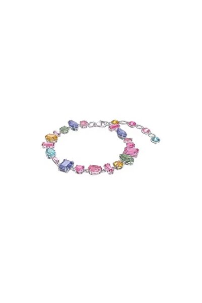 POSEİDONS JEWELLERY S925 Ayar Gümüş Çok Renkli Zirkon Taşlı Gema Bileklik Rod...