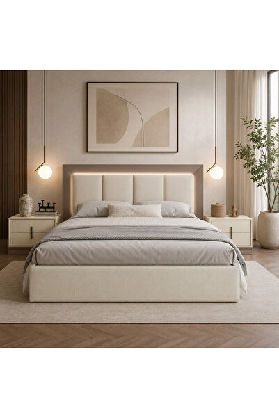 Highpoint سرير من هاي بوينت بتصميم خشبي متين بلمسة طبيعية 206 × 206 سم باللون...
