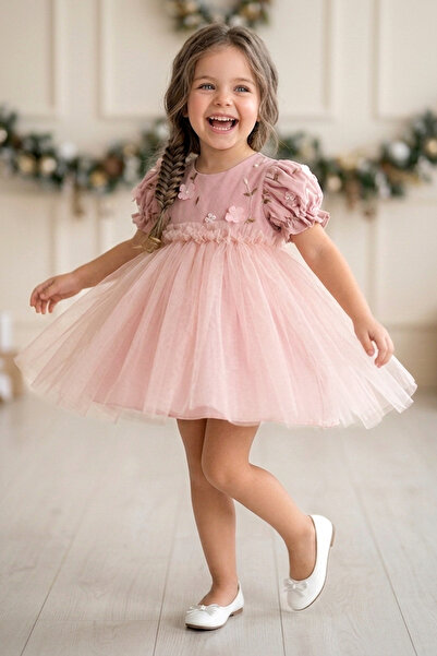 Baby Animals Baby Girl Birthday Party Wedding Dress Short Sleeve Floral Bow T...
