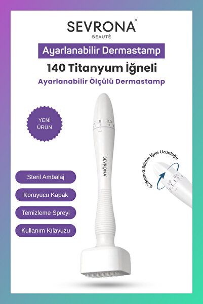Sevrona Beaute 140 Titanyum İğneli Ayarlanabilir Dermastamp 0.25mm - 3.00mm A...